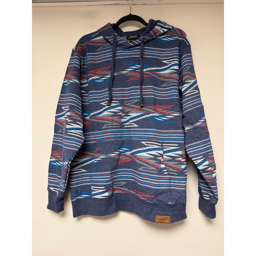 Ariat Chimayo‎ Collection Hoodie Women XL Blue Red Western Excellent Pullover